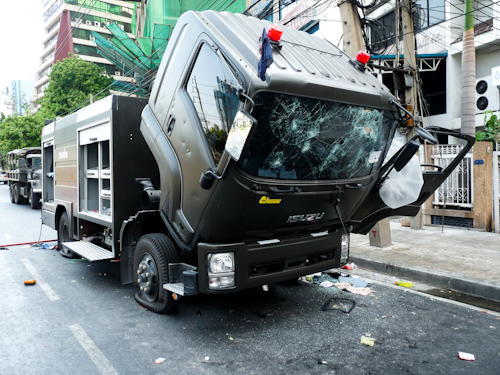 Bangkok_protests_firetruck_demolished